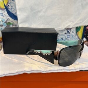 Tiffany & Co. Black and Silver Sunglasses with Crystal Detail
